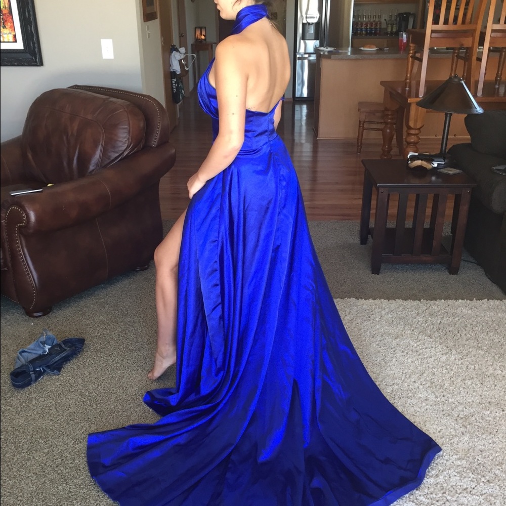 NEVER WORN Blue Silk Prom Dress